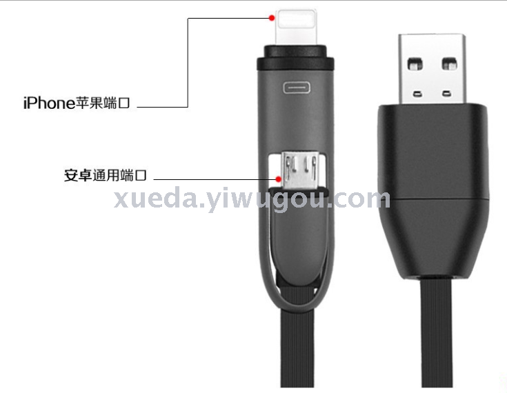 Mobile phone universal GPS data line creative 2-1 USB data charging line locator tracker