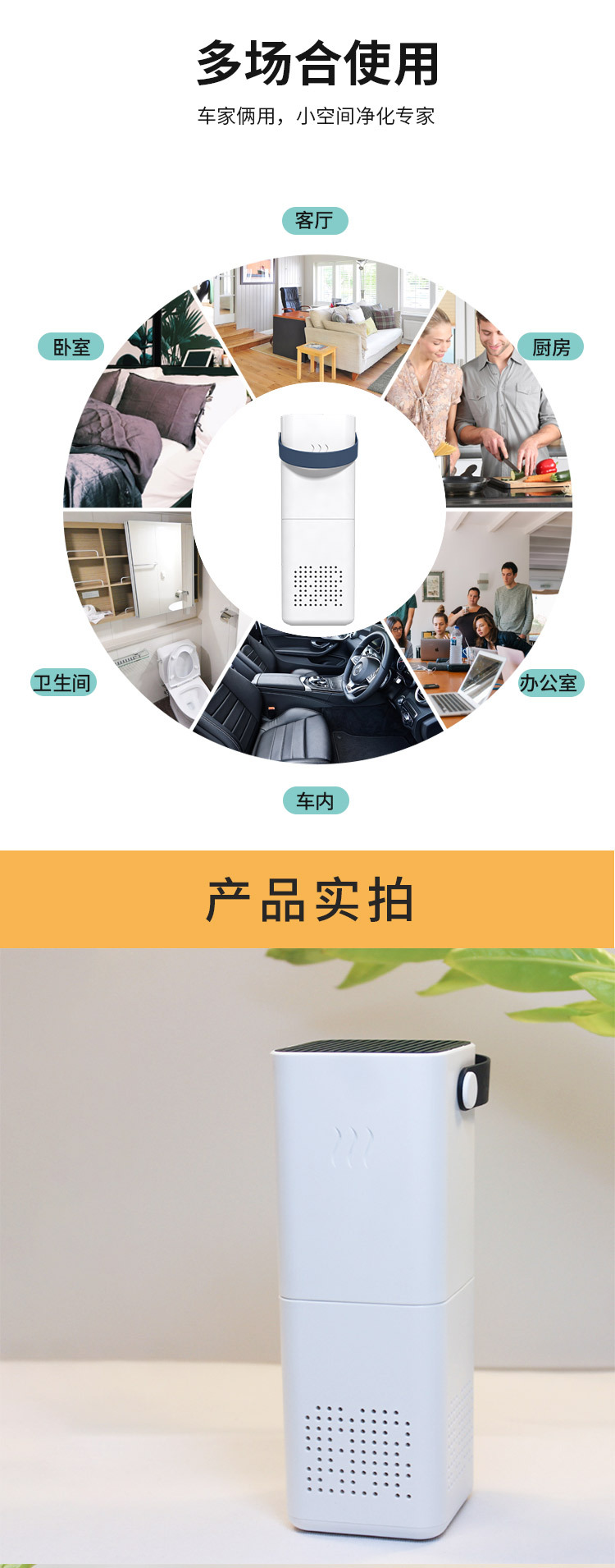 New Car Air Purifier Household USB Photocatalyst Anion Generator Deodorizer Creative Customization
