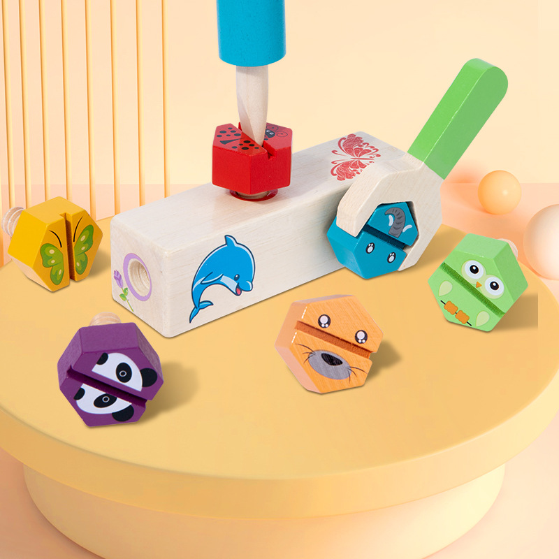 Baby Early Education 1-3 Years Old Children&#039;s Educational Desktop Building Blocks Screw Tightening Toys Nail Nut Shape Matching