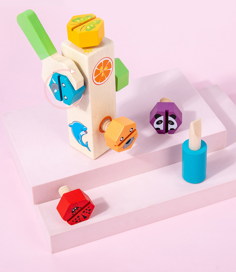 Baby Early Education 1-3 Years Old Children's Educational Desktop Building Blocks Screw Tightening Toys Nail Nut Shape Matching
