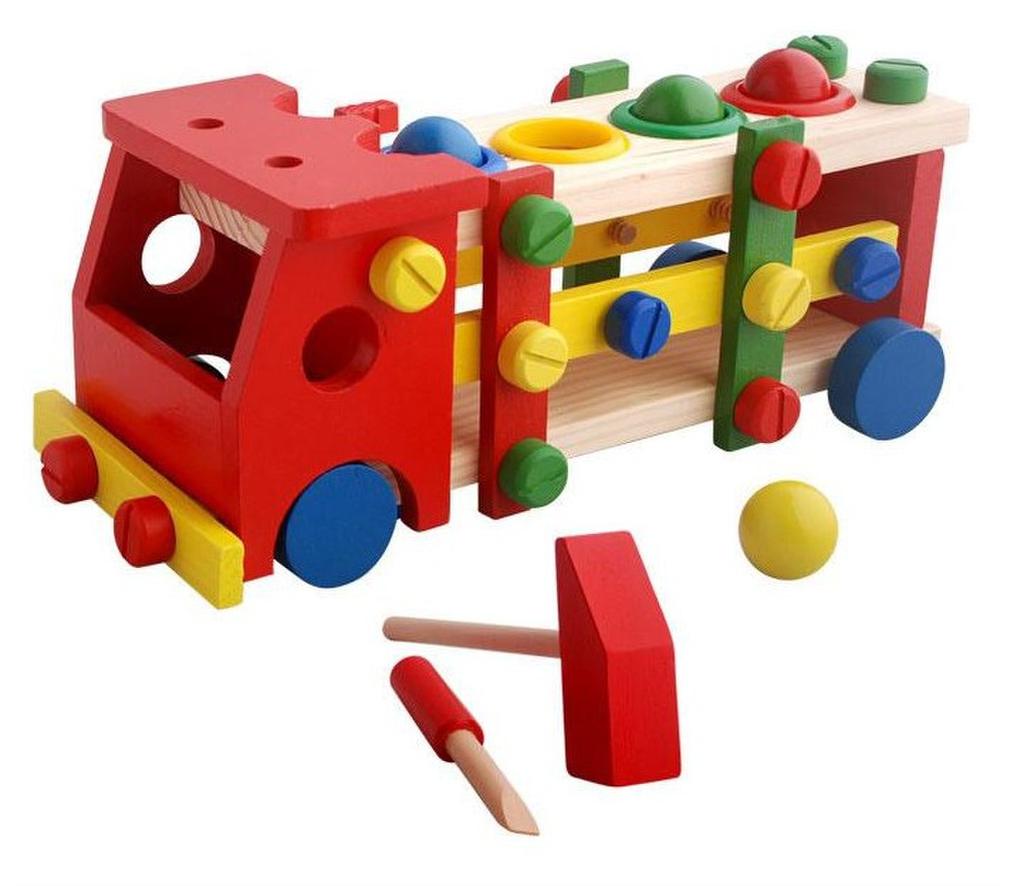 Assembly and disassembly of screw nut combination of percussion, playing two in one wooden toys (wholesale)