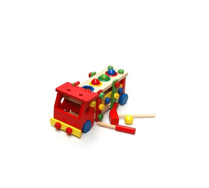 Assembly and disassembly of screw nut combination of percussion, playing two in one wooden toys (wholesale)