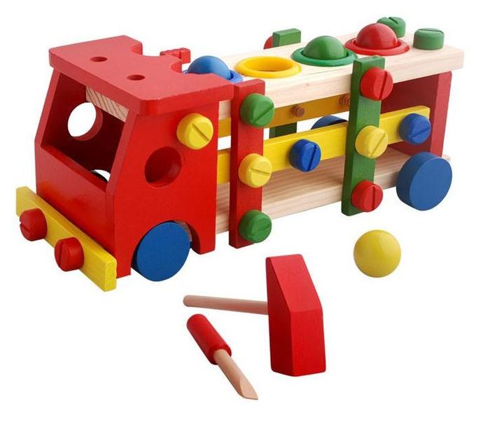 Assembly and disassembly of screw nut combination of percussion, playing two in one wooden toys (wholesale)
