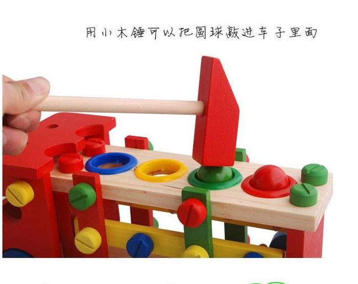 Assembly and disassembly of screw nut combination of percussion, playing two in one wooden toys (wholesale)