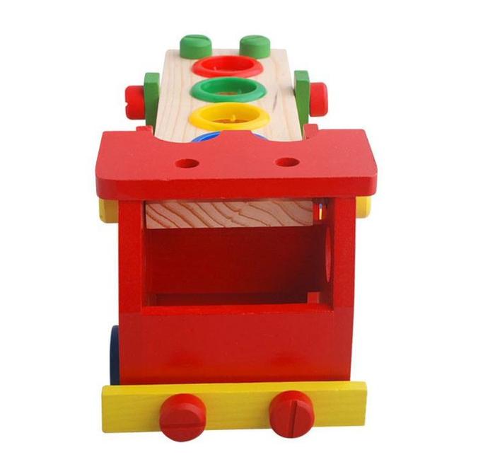Assembly and disassembly of screw nut combination of percussion, playing two in one wooden toys (wholesale)