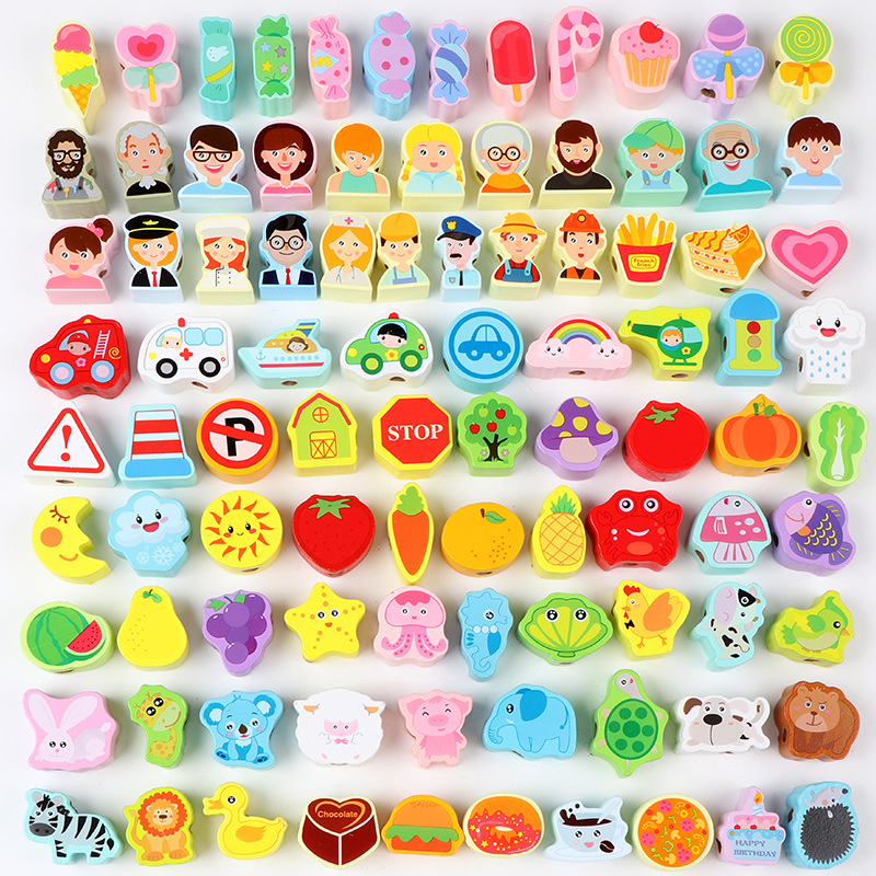 Children&#039;s Beaded Toys Intellectual Development Boys and Girls Baby Exercise Fine Motor Training Large Particles String Beads