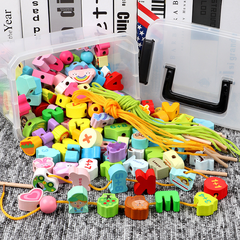 Children&#039;s Beaded Toys Intellectual Development Boys and Girls Baby Exercise Fine Motor Training Large Particles String Beads