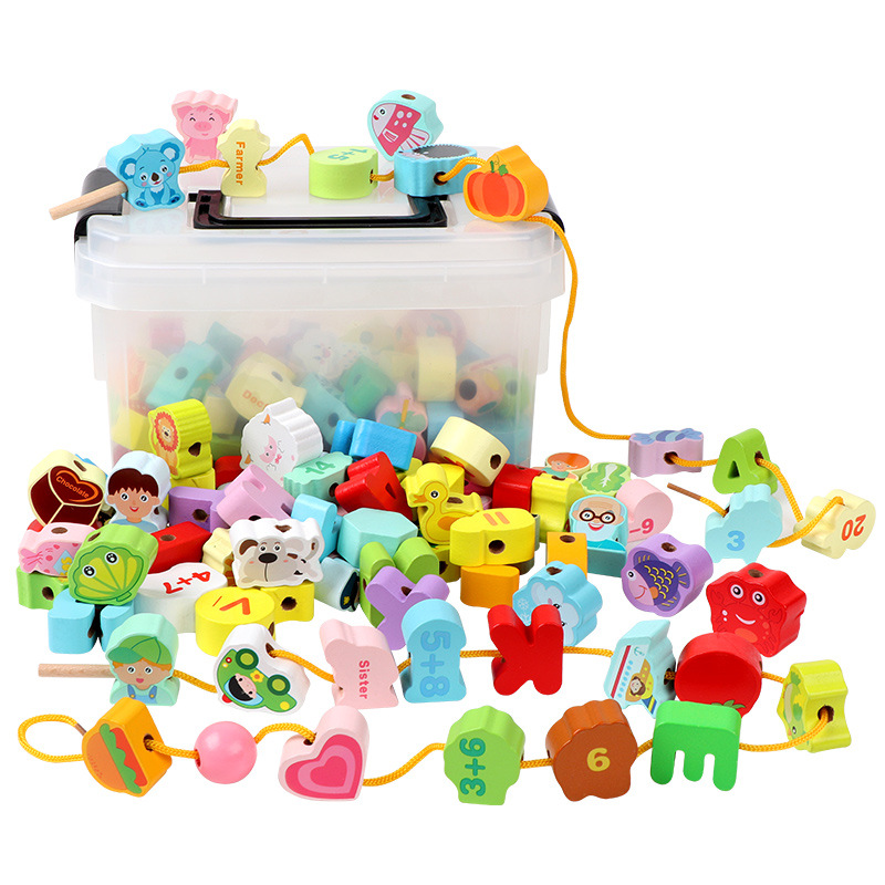 Children&#039;s Beaded Toys Intellectual Development Boys and Girls Baby Exercise Fine Motor Training Large Particles String Beads