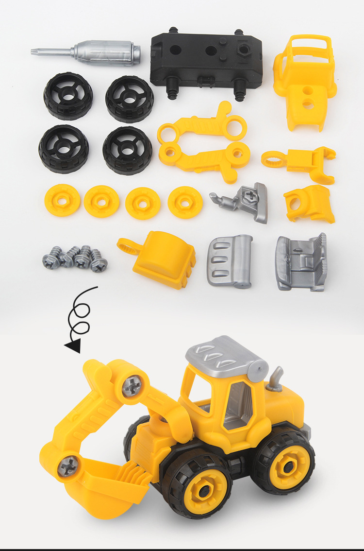 Children's Educational Screw Screwing Removable Engineering Vehicle Assembled Toys Excavator Set Baby Nut Disassembly