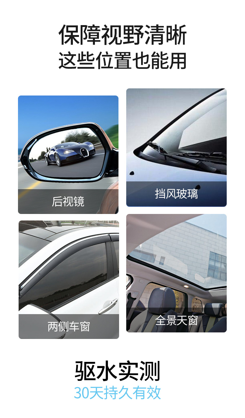 Glass Rain Repellent Cleaning Agent Wiper Car Windshield Glass Rainproof Cleaner Oil-Removing Film 100ml