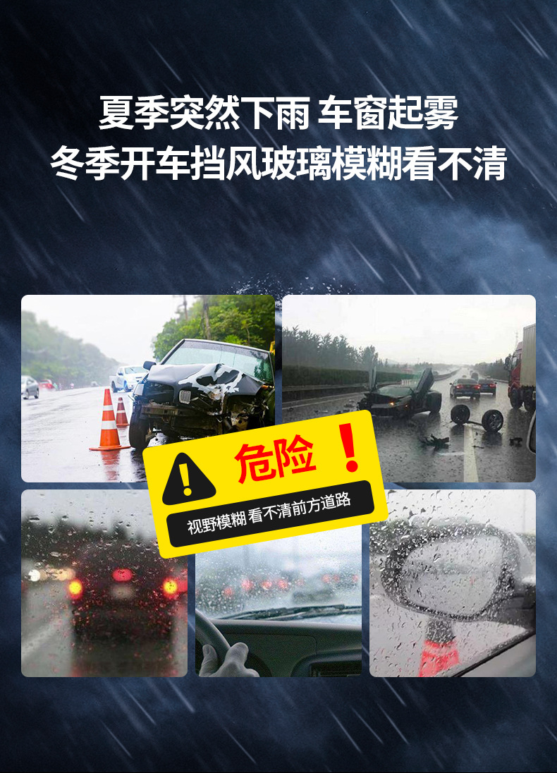 Glass Rain Repellent Cleaning Agent Wiper Car Windshield Glass Rainproof Cleaner Oil-Removing Film 100ml