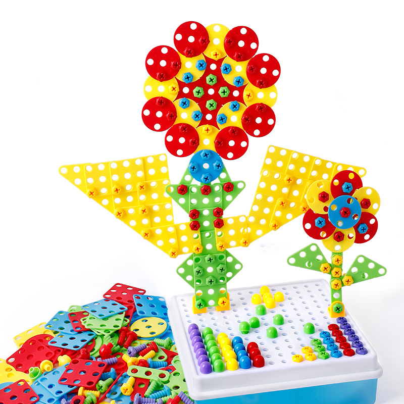 Children&#039;s Electric Drill Nut Disassembly Matching Combination 3D Puzzle Model Tool Table Hand Screw Educational Toys