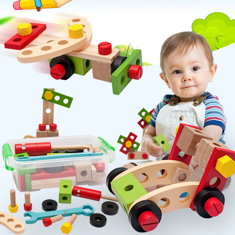 Wooden Multi-Functional Changeable Nut Disassembly Children Screw Nut Combination Toddler Educational Assembled Toys