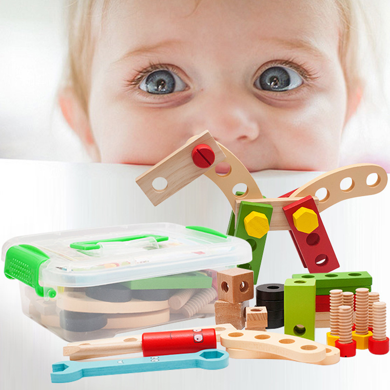 Wooden Multi-Functional Changeable Nut Disassembly Children Screw Nut Combination Toddler Educational Assembled Toys