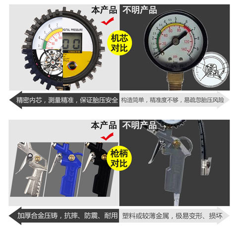 Tire Pressure Gun Air Pressure Gauge Digital Display Tire Pressure Test Gauge Car Tire Pressure Gauge Filling Gun