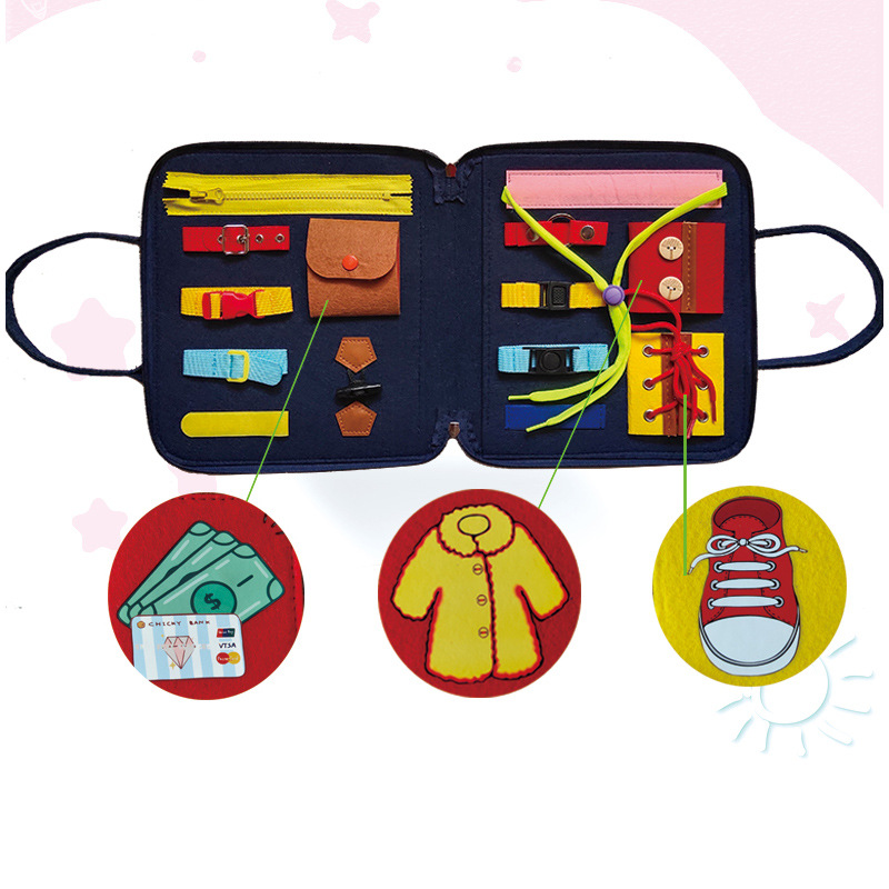 Montessori Clothing Handbag Teaching Aids Busy Board 0.21 Storage Children&#039;s Educational Fine Motor Training Kindergarten Toys