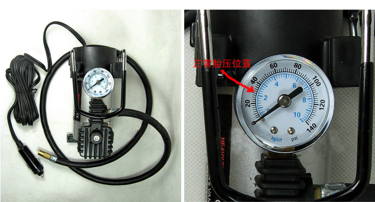 The car pump air pump automobile air pump cylinder tire pressure gauge electric portable gas pump metal copper core.