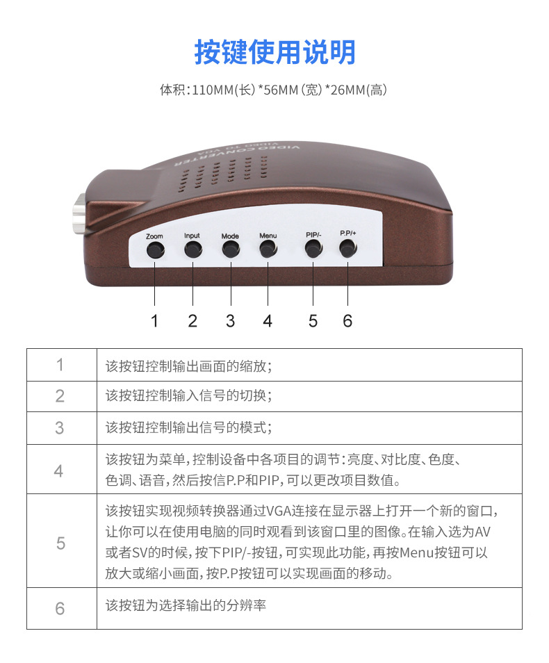 Oten AV to VGA converter box S terminal video TV to computer monitor TV converter box