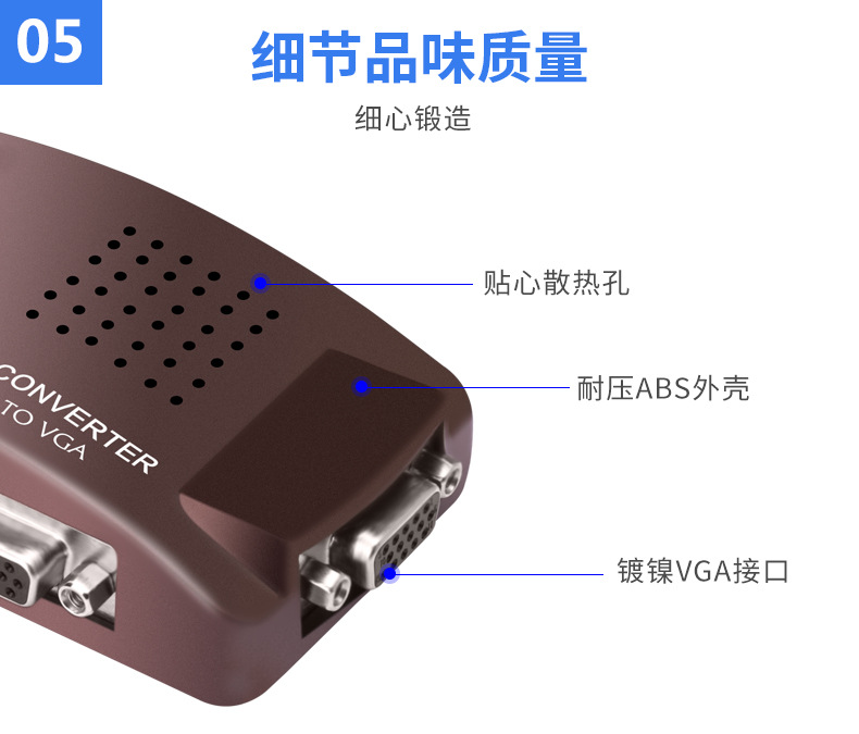 Oten AV to VGA converter box S terminal video TV to computer monitor TV converter box