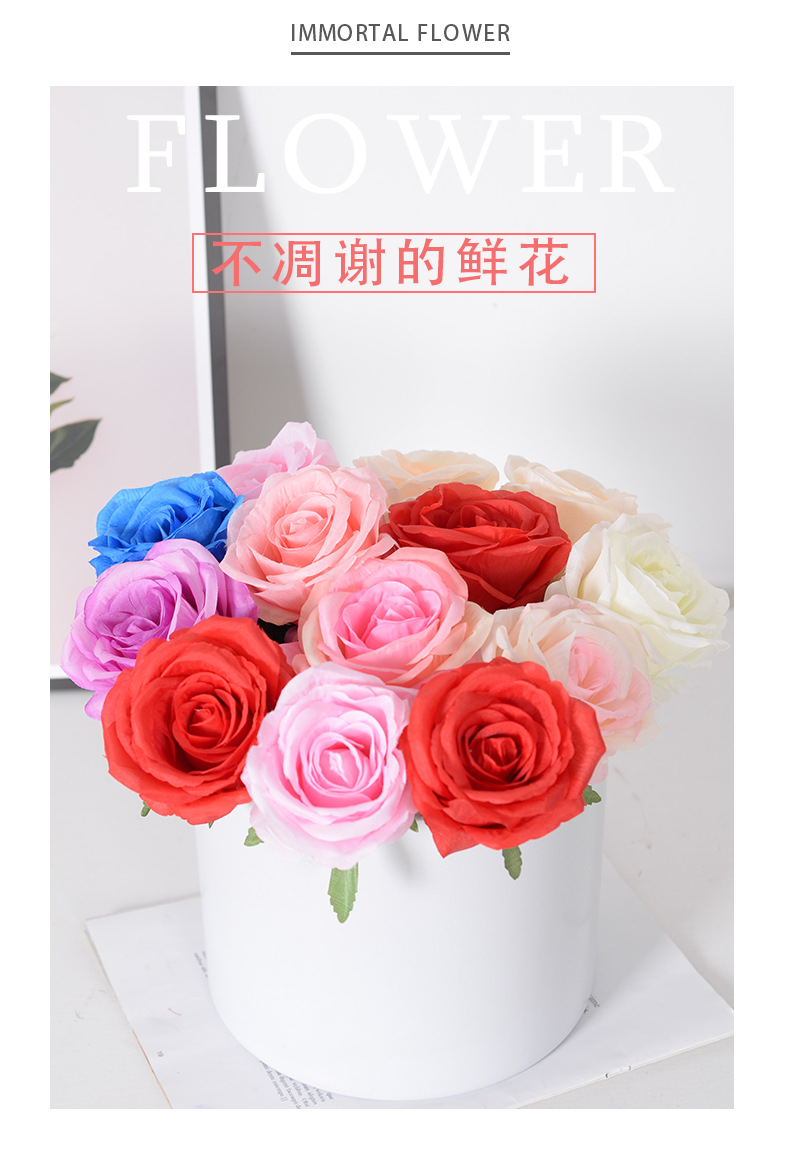 Internet Celebrity Bounce Ball Rose Bouquet Night Market Stall Qixi Festival Valentine 'S Day Short Support Thick Pen Artificial Rose