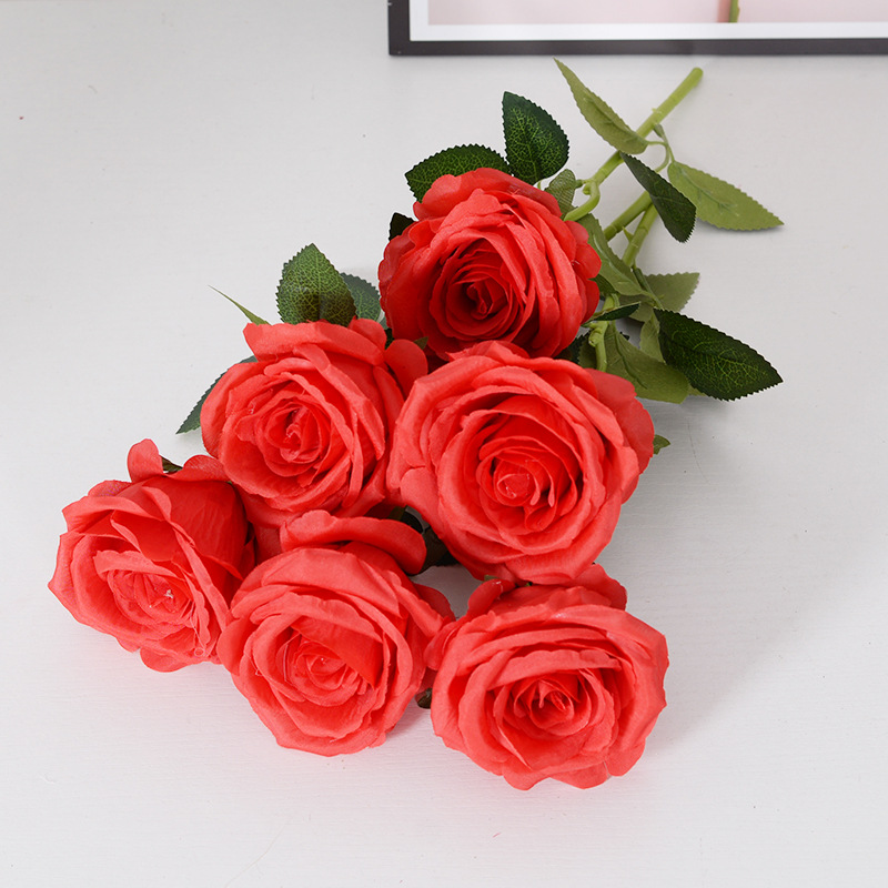 Internet Celebrity Bounce Ball Rose Bouquet Night Market Stall Qixi Festival Valentine &#039;S Day Short Support Thick Pen Artificial Rose