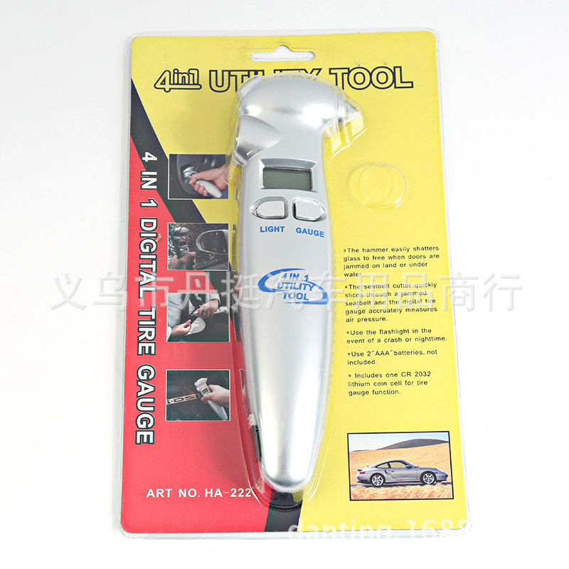 Digital Display Tire Pressure Gauge Multifunctional Tire Pressure Gauge Silver 4-in-1 Tire Pressure Gauge Accurate High Quality Pressure Gauge