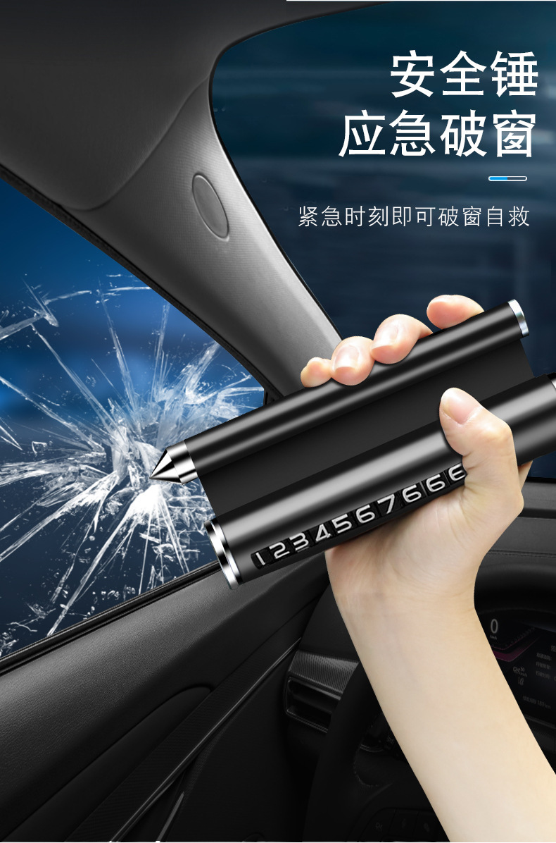 Car Multifunction Hidden Temporary Parking Sign Window Breaking Machine Car Creative New Metal Cellphone Holder