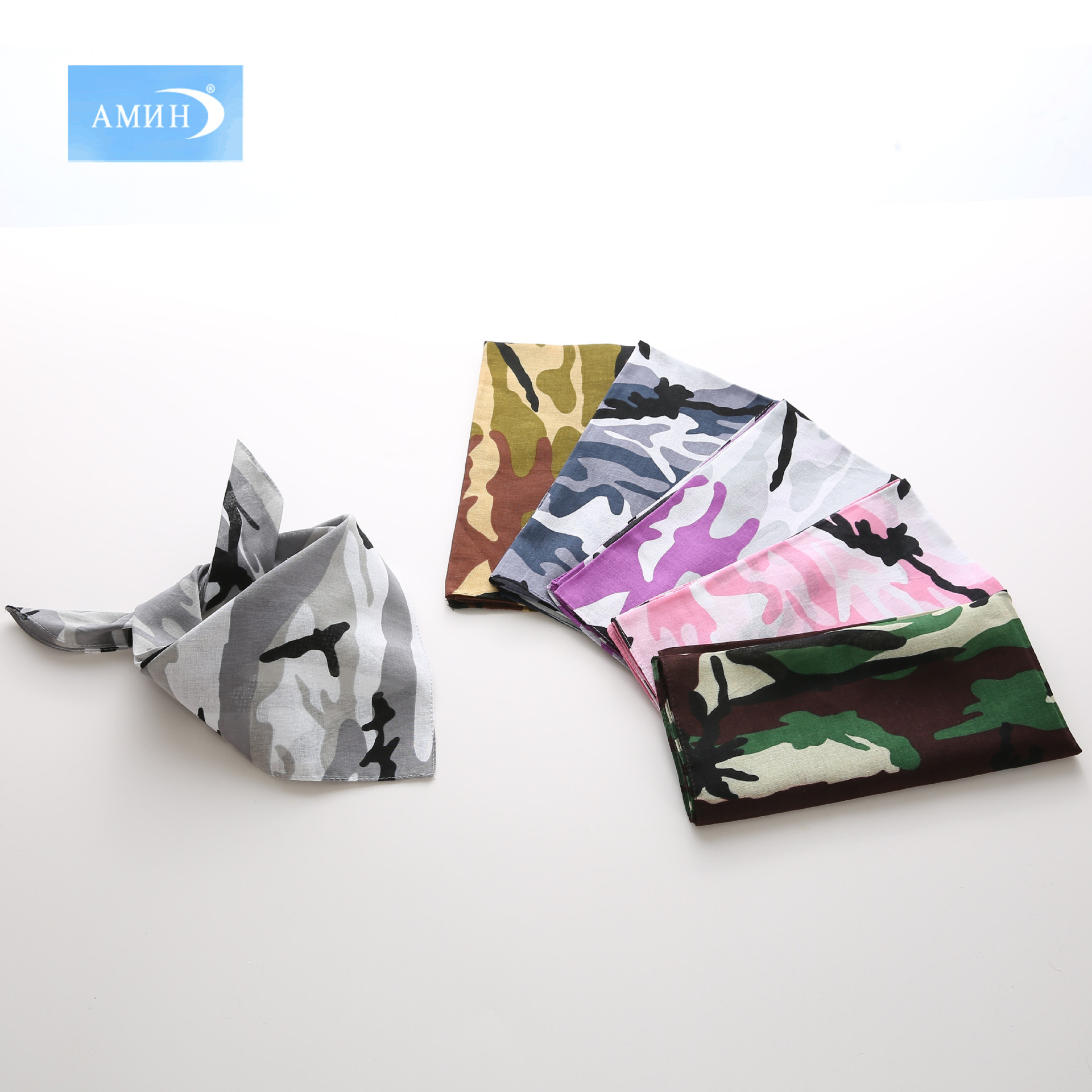 Cotton Camouflage Printed Scarf Pure Cotton Hip Hop Trend Square Scarf Outdoor Riding Sun Mask Support Customization