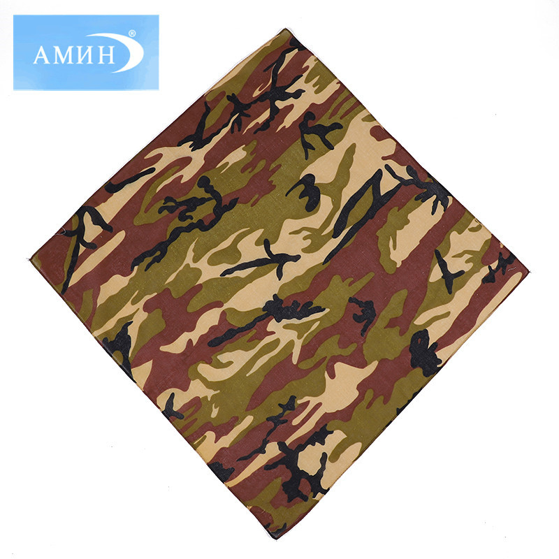 Cotton Camouflage Printed Scarf Pure Cotton Hip Hop Trend Square Scarf Outdoor Riding Sun Mask Support Customization
