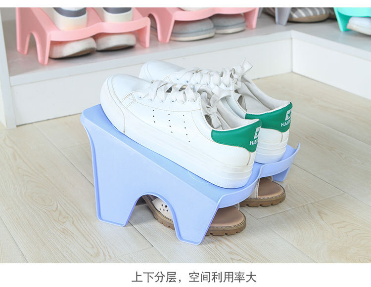 (Factory Direct Sales) Simple Shoe Rack Double Layer Shoe Support Shoe Rack Slippers Organizing Rack Plastic Shoes Storage Rack