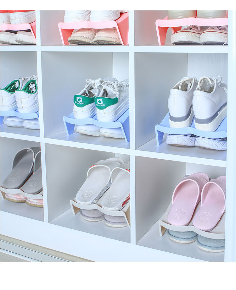 (Factory Direct Sales) Simple Shoe Rack Double Layer Shoe Support Shoe Rack Slippers Organizing Rack Plastic Shoes Storage Rack