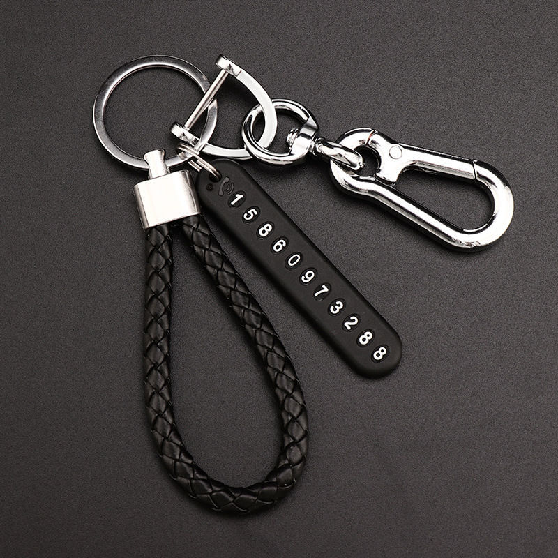 Car Key Ring Anti-Lost Phone Number Sign Motorcycle Braided Rope Key Chain Men and Women Creative Decorations