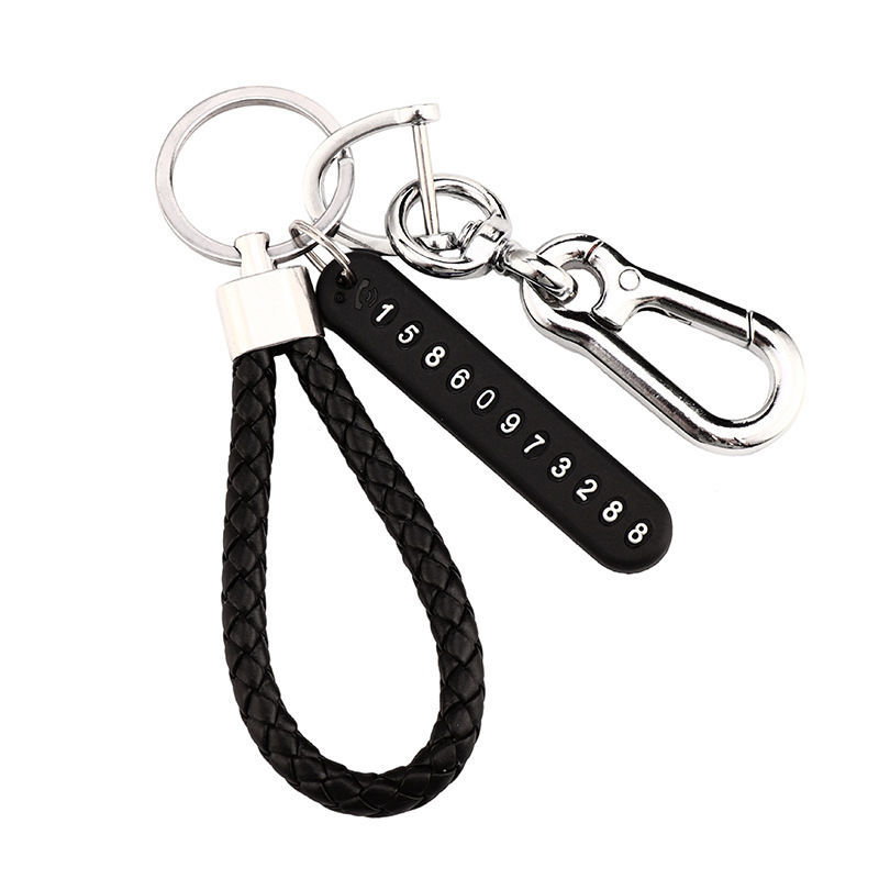 Car Key Ring Anti-Lost Phone Number Sign Motorcycle Braided Rope Key Chain Men and Women Creative Decorations
