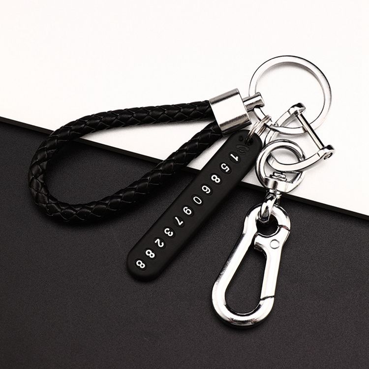 Car Key Ring Anti-Lost Phone Number Sign Motorcycle Braided Rope Key Chain Men and Women Creative Decorations