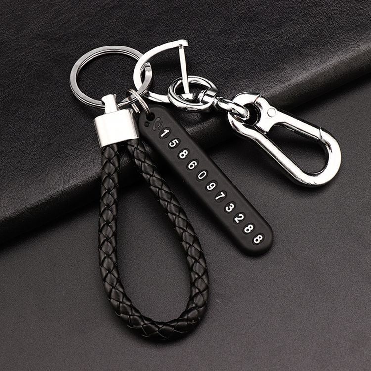 Car Key Ring Anti-Lost Phone Number Sign Motorcycle Braided Rope Key Chain Men and Women Creative Decorations
