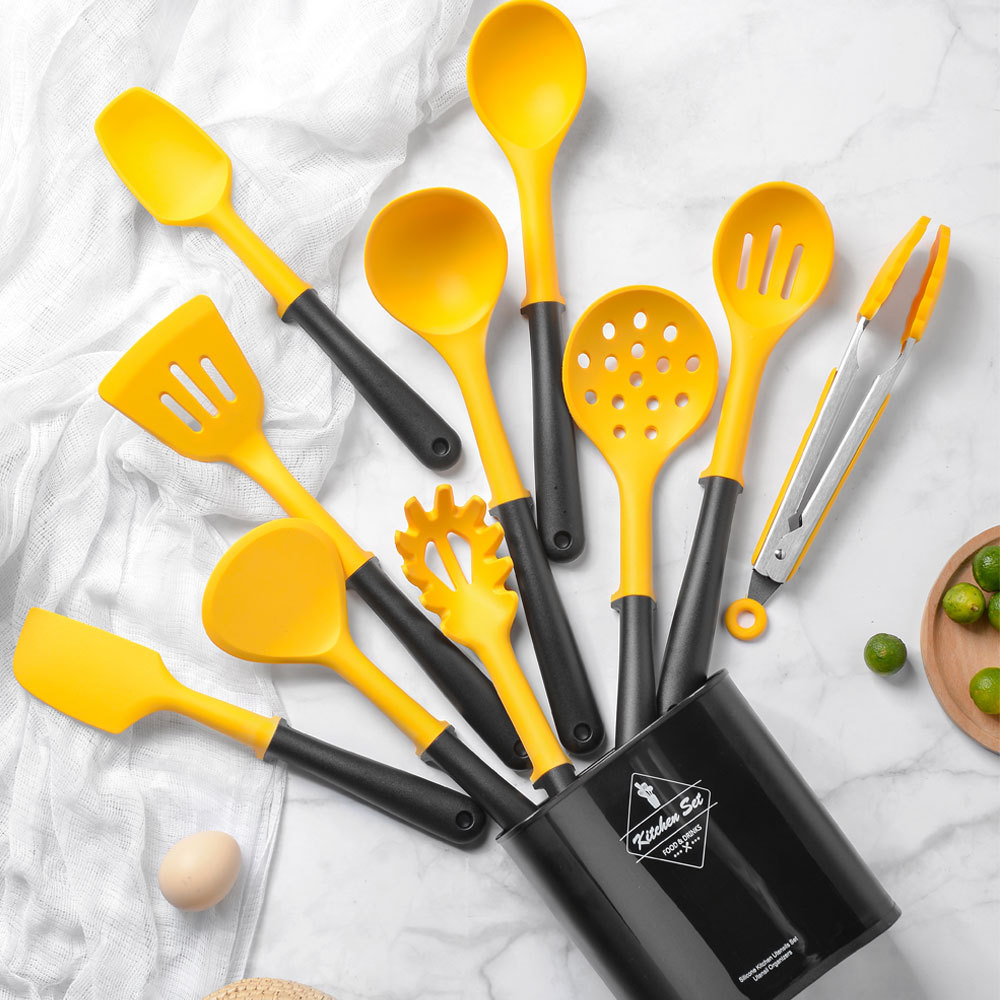 PP Handle Strap Support Bracket Kitchen Cooking Ladel Tool Set Spatula and Soup Spoon Kitchen Tools 11-Piece Set