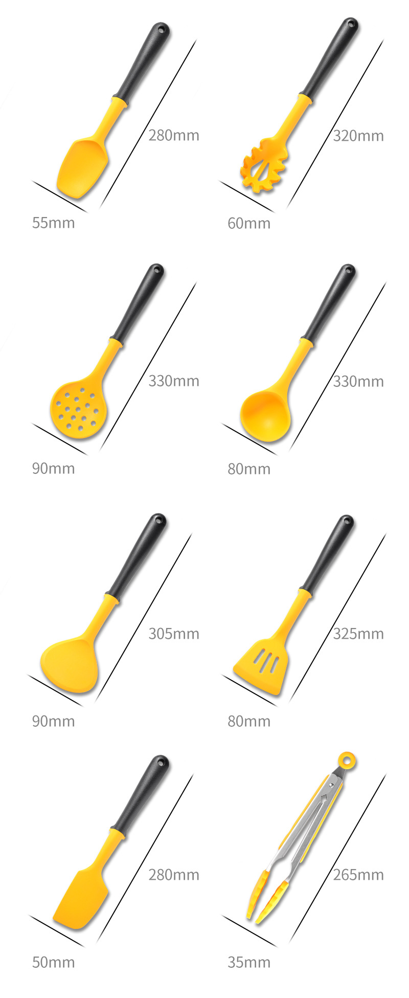 PP Handle Strap Support Bracket Kitchen Cooking Ladel Tool Set Spatula and Soup Spoon Kitchen Tools 11-Piece Set