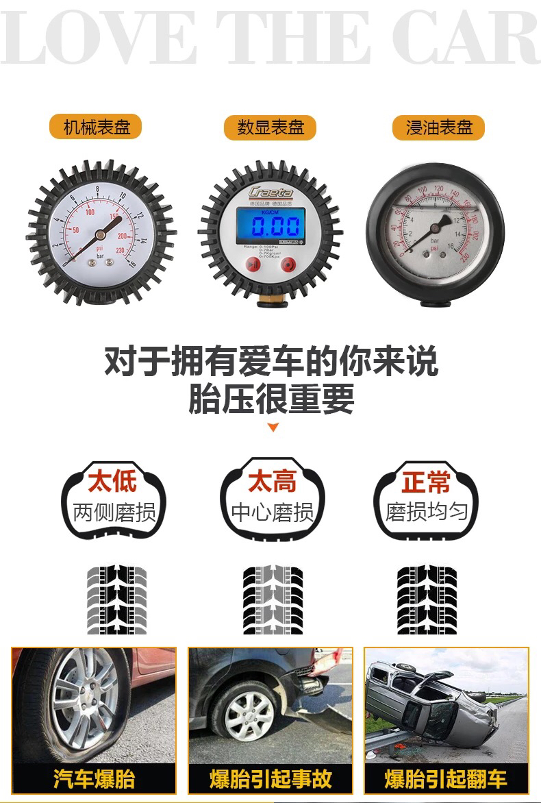 Tire Pressure Gauge Tire Pressure Gauge High Precision with Inflatable Digital Display Inflatable Gun Car Inflation Test Tire Pressure Indicator
