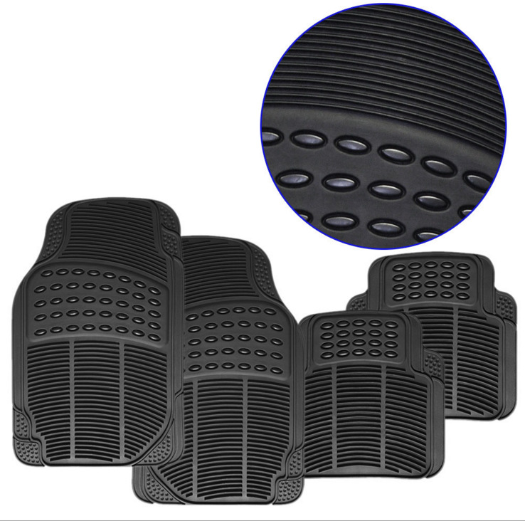 Car Universal Foot Pad PVC Car Floor Mat Anti-Dirty Non-Slip Foot Mat Four-Piece Black