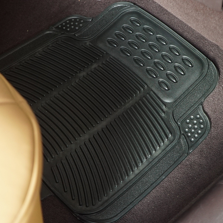 Car Universal Foot Pad PVC Car Floor Mat Anti-Dirty Non-Slip Foot Mat Four-Piece Black