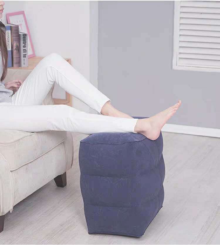 Factory Direct Sales Press Automatic Inflatable Foot Mat Aircraft High-Speed Rail Car Footstool PVC Flocking Pillow Inflatable Foot Mat