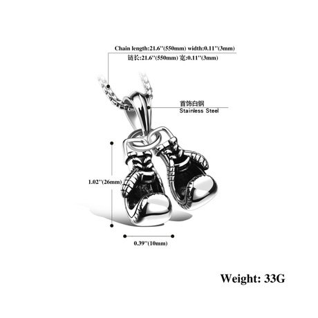 Retro Fitness Boxing Gloves Titanium Steel Necklace Lettering Domineering Fashion Punk Pendant Ornament
