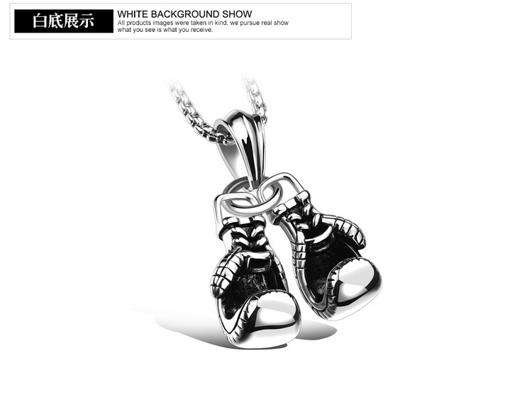 Retro Fitness Boxing Gloves Titanium Steel Necklace Lettering Domineering Fashion Punk Pendant Ornament