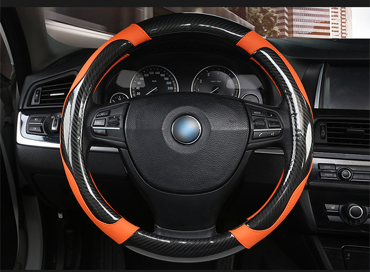 Four Seasons Universal Korean Color Leather Carbon Fiber Steering Wheel Cover 38 Medium High Quality Non-Slip Wear-Resistant Handle Cover Factory Direct Sales Four Seasons Universal Korean Color Leather Carbon Fiber Steering Wheel Cover 38 Medium High Quality Non-Slip Wear-Resistant Handle Cover Factory Direct Sales