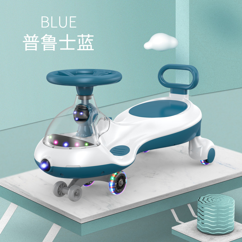 Children&#039;s Toy Car Swing Car Bobby Car Elf with Light Transparent Cover Flashing Wheel with Backrest Stroller Swing Car