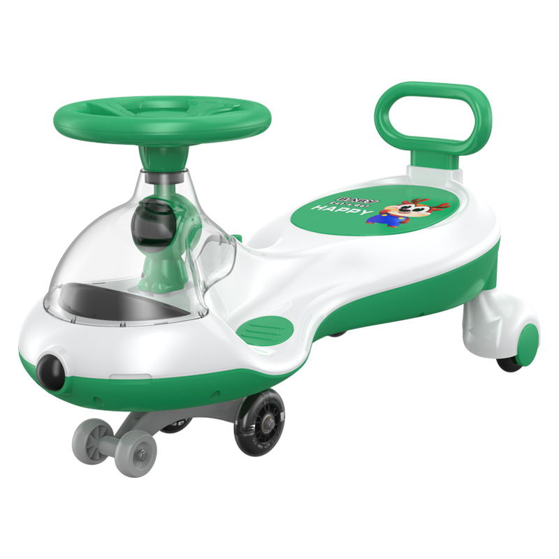 Children&#039;s Toy Car Swing Car Bobby Car Elf with Light Transparent Cover Flashing Wheel with Backrest Stroller Swing Car