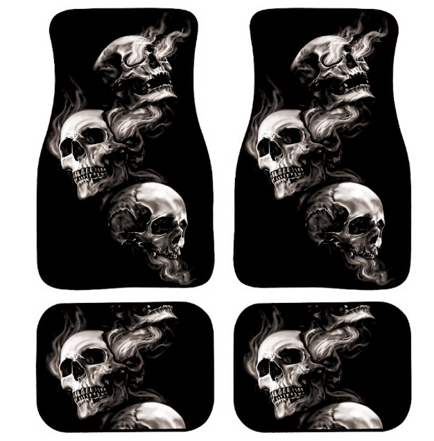 Trade Smoke Skull Printing Car Supplies Foot Mat Europe and America Cross Border Waterproof Rubber Car Foot Mat 4pcs Trade Smoke Skull Printing Car Supplies Foot Mat Europe and America Cross Border Waterproof Rubber Car Foot Mat 4pcs
