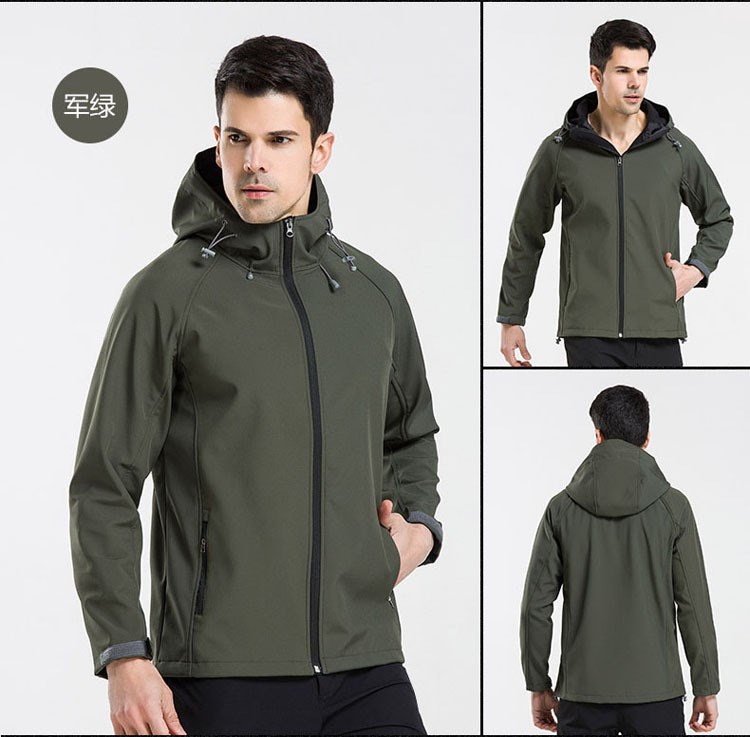Autumn and Winter Fleece-Lined Shell Jacket Warm Work Clothes Outdoor Windproof Clothing Hooded Fleece Cold Protective Clothing Tooling Custom Logo