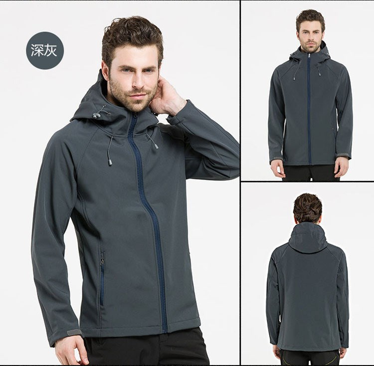 Autumn and Winter Fleece-Lined Shell Jacket Warm Work Clothes Outdoor Windproof Clothing Hooded Fleece Cold Protective Clothing Tooling Custom Logo
