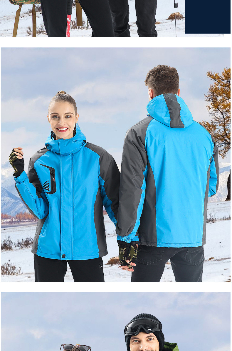 Autumn and Winter Three-in-One Shell Jacket Custom Logo Overalls Men's and Women's Velvet Padded Thickened Coat Printing Outdoor Embroidery Autumn and Winter Three-in-One Shell Jacket Custom Logo Overalls Men's and Women's Velvet Padded Thickened Coat Printing Outdoor Embroidery